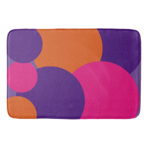 Orange, Purple and Hot Pink Polka Dots Bath Mat