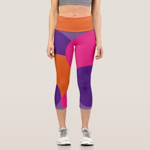 Orange Purple and Hot Pink Polka Dots  Capri Leggings