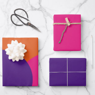 Orange, Purple and Hot Pink Polka Dots Wrapping Pa Paper Sheets
