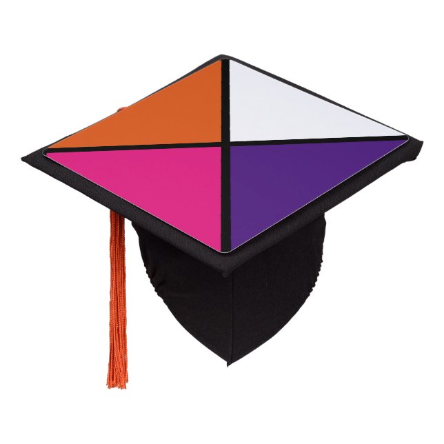 Orange, Purple and Hot Pink Squares Graduation Cap Topper (Angled)
