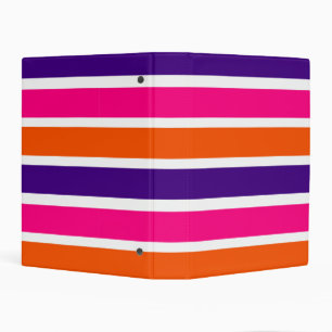 Orange, Purple and Hot Pink Stripes Mini Binder