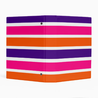 Orange, Purple and Hot Pink Stripes Mini Binder