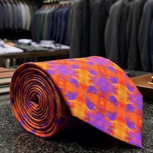 Orange Purple And Red Abstract Graphic Art Design Neck Tie