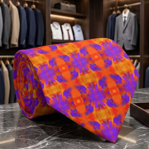 Orange Purple And Red Abstract Graphic Art Design Neck Tie
