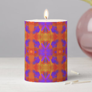Orange Purple And Red Abstract Graphic Art Design Pillar Candle