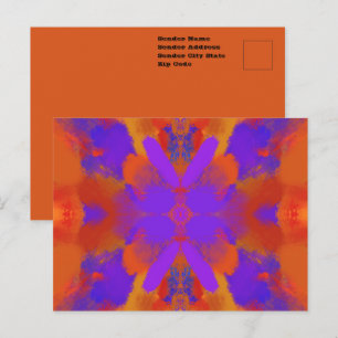 Orange Purple And Red Abstract Graphic Art Design Postcard