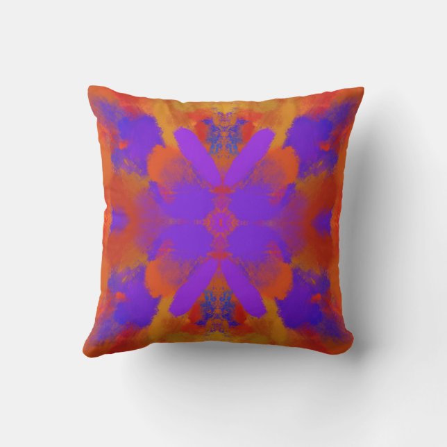 Orange Purple And Red Abstract Graphic Art Design Throw Pillow (Back)