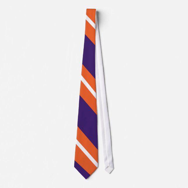 Orange, Purple, and White Diagonal-Striped Tie (Front)