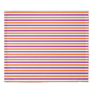 Orange, Purple and White Vintage Thin Stripes Duvet Cover