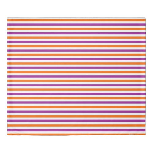 Orange Purple and White Vintage Thin Stripes Duvet Cover