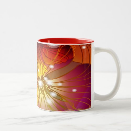Orange Purple and Yellow Flowers Two_Tone Coffee Mug