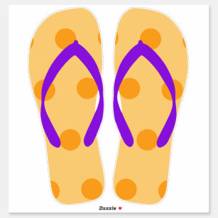 Orange Purple  Beachy Flip Flops Beach Sandals Sticker