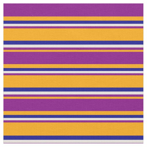 Orange, Purple, Beige, and Dark Blue Stripes Fabric