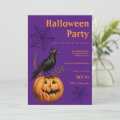 Orange purple bird jack lantern Halloween Party Invitation | Zazzle