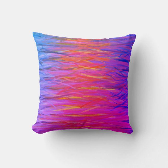 Orange Purple Blue Abstract Painting Throw Pillow (Front)