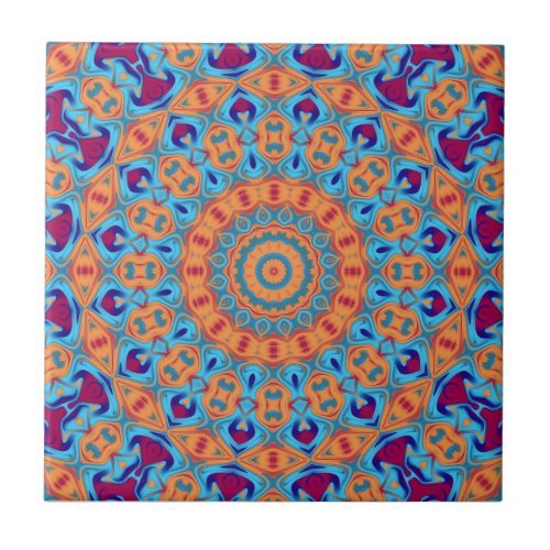 orange purple blue mandala pattern ceramic tile