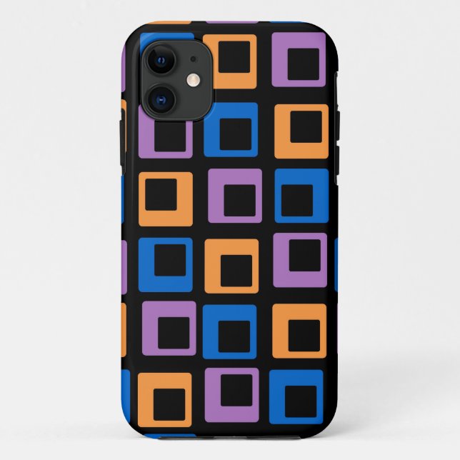 Orange Purple Blue Retro Geometric | Modern Square Case-Mate iPhone Case (Back)