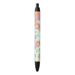 Orange Purple Blue Retro Y2K 70s Flower Pattern Pen