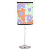 Orange Purple Blue Retro Y2K 70s Flower Pattern Table Lamp (Back)