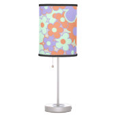 Orange Purple Blue Retro Y2K 70s Flower Pattern Table Lamp (Right)