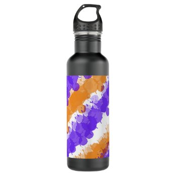 Orange & Purple Bright Splatter Stainless Steel Water Bottle by BlakCircleGirl at Zazzle
