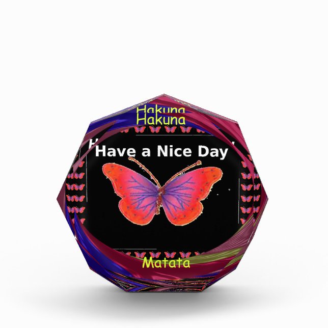 Orange Purple Butterfly Have a Nice Day Art Print Award (Front)
