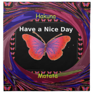 Orange Purple Butterfly Have a Nice Day Art Print Cloth Napkin
