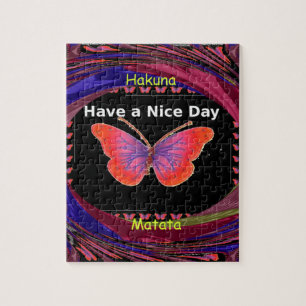 Orange Purple Butterfly Have a Nice Day Art Print Jigsaw Puzzle