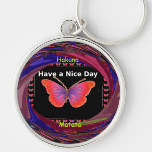 Orange Purple Butterfly Have a Nice Day Art Print Keychain