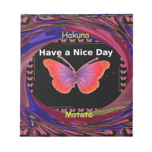 Orange Purple Butterfly Have a Nice Day Art Print Notepad