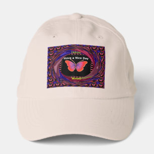 Orange Purple Butterfly Have a Nice Day Art Print Performance Cap