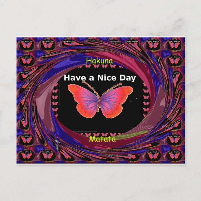Orange Purple Butterfly Have a Nice Day Art Print Postcard (Front)