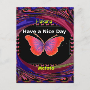 Orange Purple Butterfly Have a Nice Day Art Print Postcard