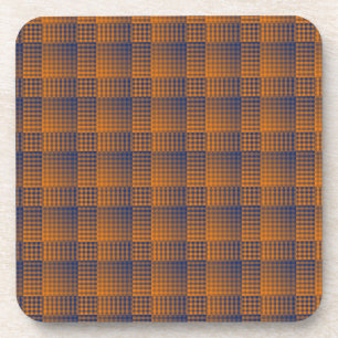 Orange Purple Checker Abstract Pattern Beverage Coaster