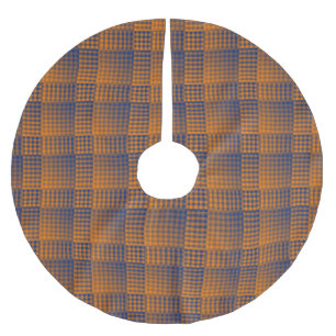 Orange Purple Checker Abstract Pattern Brushed Polyester Tree Skirt