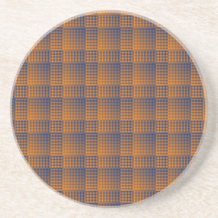 Orange Purple Checker Abstract Pattern Coaster