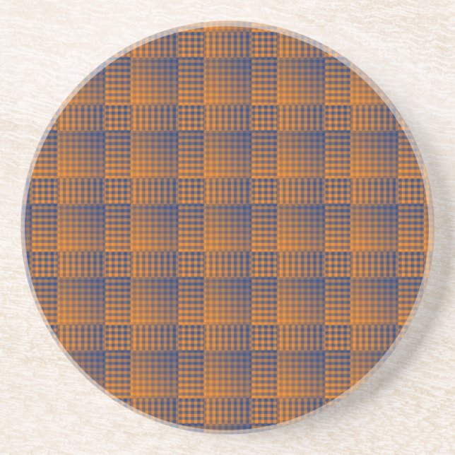 Orange Purple Checker Abstract Pattern Coaster (Front)