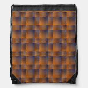 Orange Purple Checker Abstract Pattern Drawstring Bag