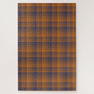 Orange Purple Checker Abstract Pattern Jigsaw Puzzle