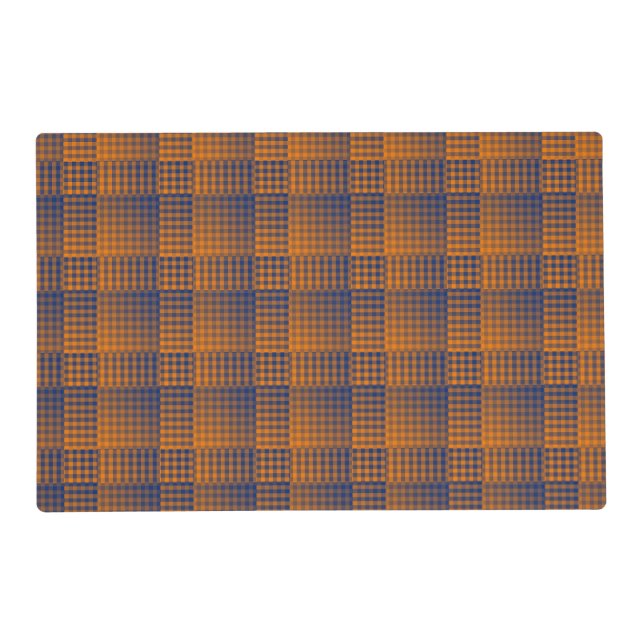 Orange Purple Checker Abstract Pattern Laminated Placemat (Front)