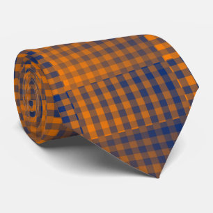 Orange Purple Checker Abstract Pattern Neck Tie