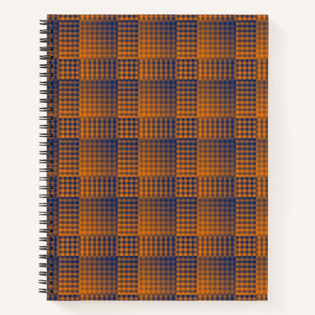 Orange Purple Checker Abstract Pattern Notebook (Front)