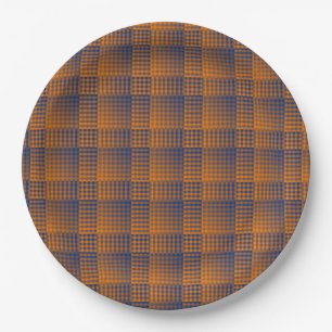 Orange Purple Checker Abstract Pattern Paper Plates