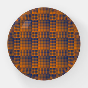 Orange Purple Checker Abstract Pattern Paperweight