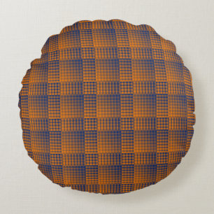 Orange Purple Checker Abstract Pattern Round Pillow