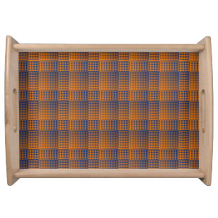 Orange Purple Checker Abstract Pattern Serving Tray