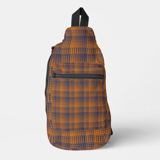 Orange Purple Checker Abstract Pattern Sling Bag (Front)