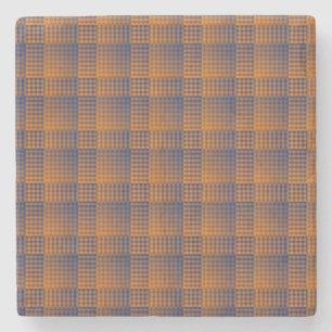 Orange Purple Checker Abstract Pattern Stone Coaster