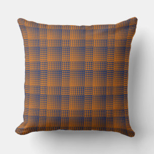 Orange Purple Checker Abstract Pattern Throw Pillow