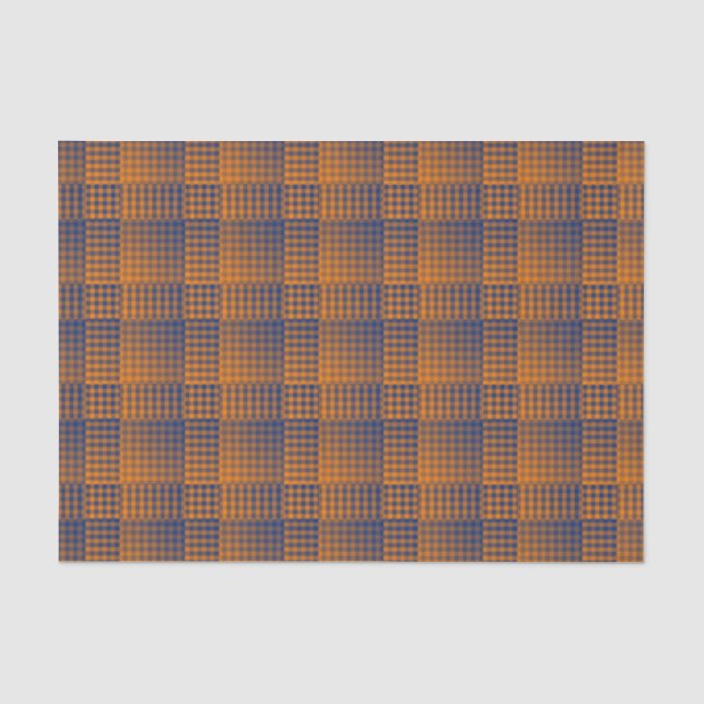 Orange Purple Checker Abstract Pattern Tissue Paper (Front)